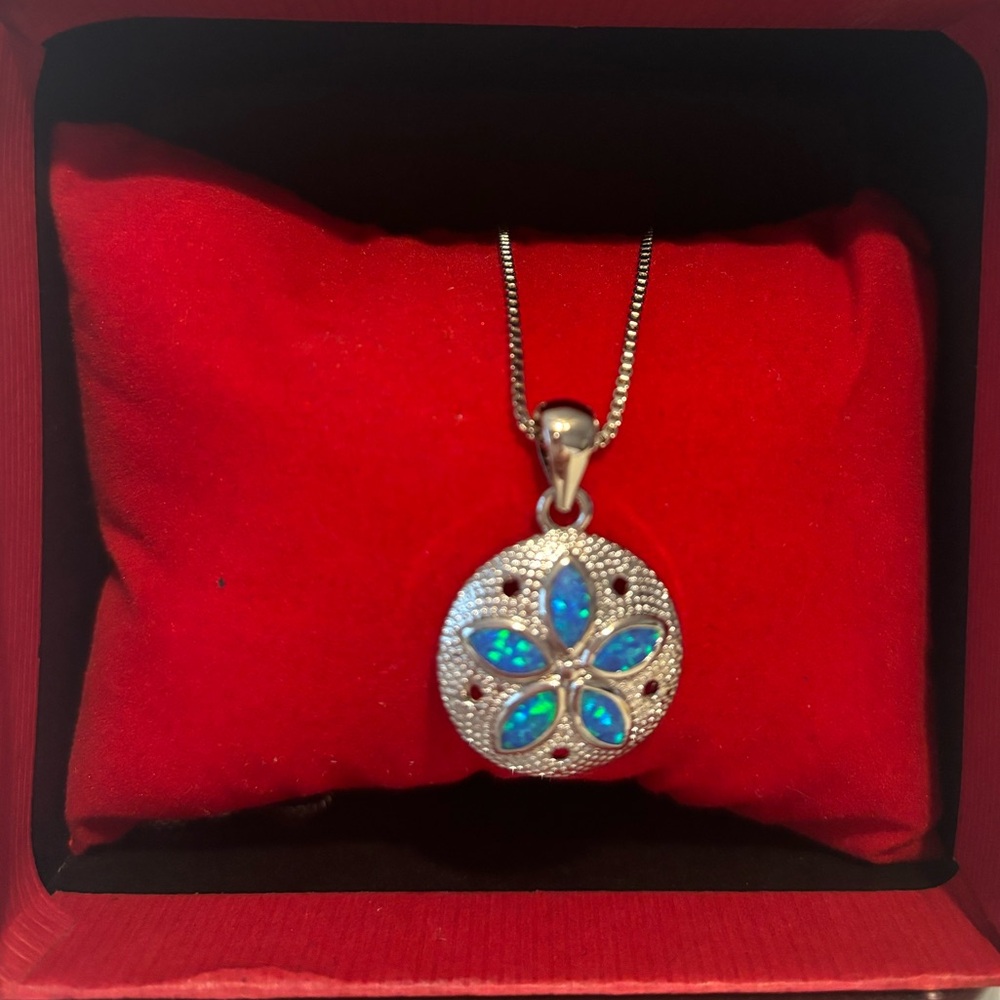 Silver and Blue Pendant Necklace